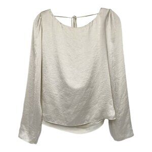 Wilfred Cream Satin Long Sleeve Open Back Blouse | Size L